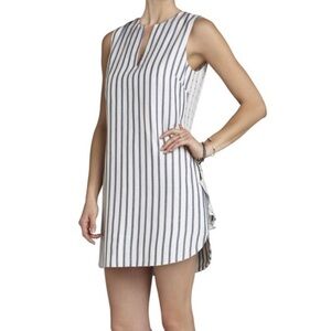 BCBGMaxAzria Yousra Stripe Peplum Dress Split Back Zip Size 4